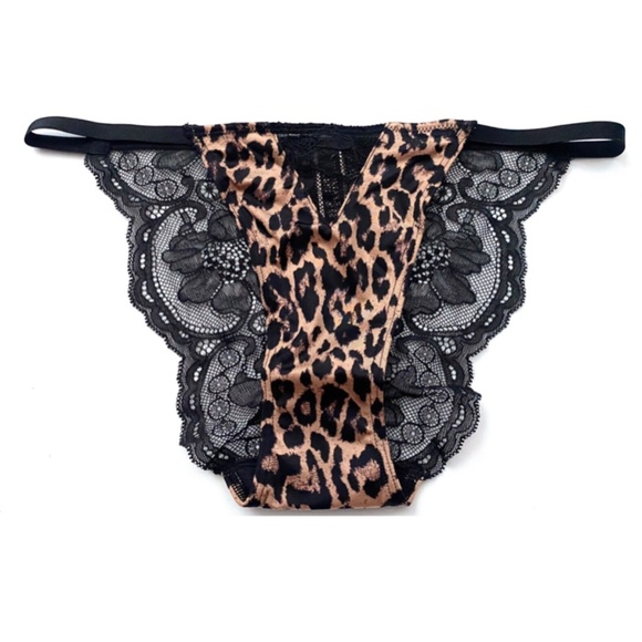 Victorias Secret Leopard Very Sexy Stretch Front Lace Back String Cheeky Panty - Picture 1 of 3